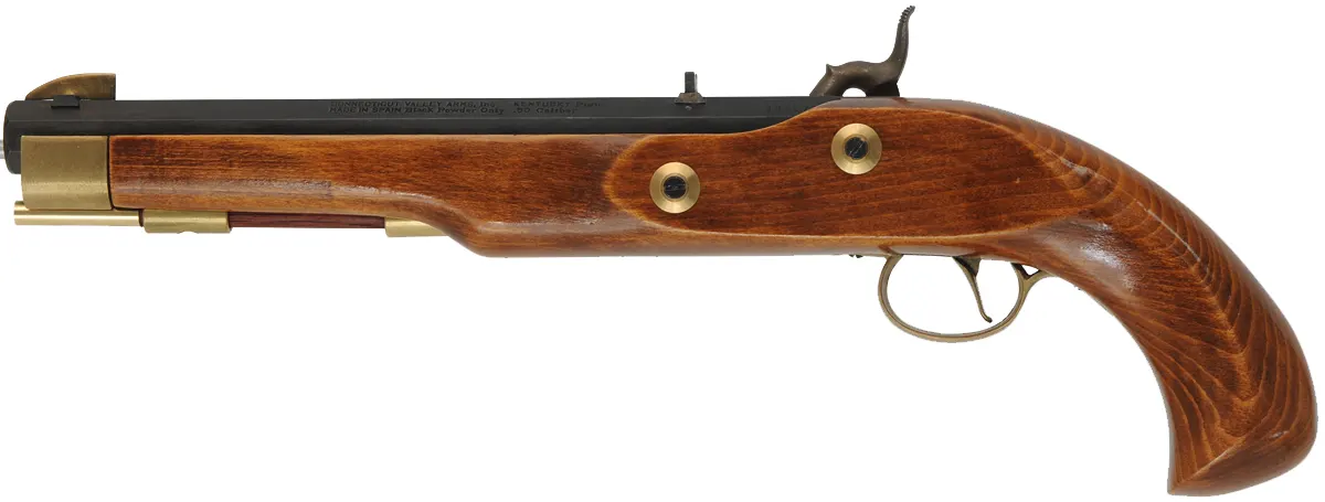Kentucky Pistol,
.50 caliber, 10" barrel, 
Maslin percussion lock, beech, brass trim, 
used, assembled from a kit by CVA - Connecticut Valley Arms