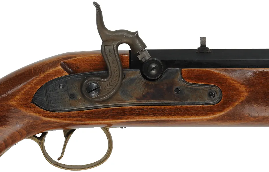 Kentucky Pistol,
.50 caliber, 10" barrel, 
Maslin percussion lock, beech, brass trim, 
used, assembled from a kit by CVA - Connecticut Valley Arms