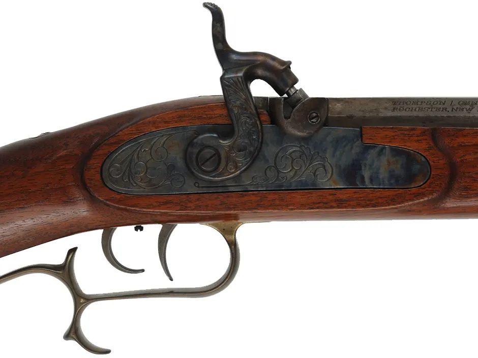 Thompson Center Hawken,
.45 caliber, 28" barrel,
percussion, walnut stock, brass trim, 
used, from a kit, by Thompson Center Arms
