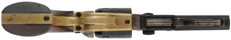 1849 Colt Pocket Model Revolver,
.31 caliber, 4" barrel,
percussion, steel frame, walnut,
used by A. Uberti