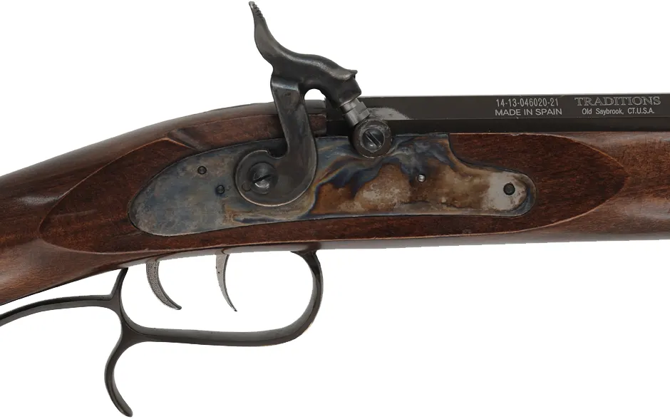 Traditions Mountain Rifle,
.50 caliber, 32" barrel,
percussion, beech, brass furniture with silver accents, 
used, by Traditions