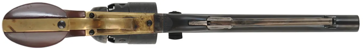 1860 Colt Army Revolver,
.44 caliber, 8" barrel, 
percussion, steel frame, walnut,
leather belt & holster, extra cylinder,
used, by A. Uberti & Co.