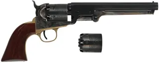 Colt 1851 Navy Revolver,
.36 caliber, 7-1/2" barrel,
percussion, blued, walnut, 
leather holster, extra cylinder,
used, factory box, by A. Uberti