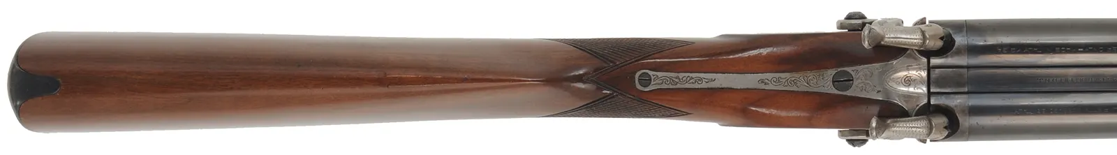 Navy Arms Double Shotgun,
12 gauge, 28" barrels,
percussion, checkered walnut, blued steel,
used, manufactured by Pietta