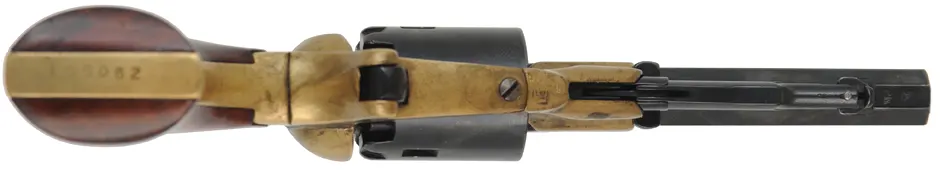 Remington Pocket Model Revolver,
.31 caliber, 3-1/2" barrel, 
percussion, brass frame, spur trigger, 
used, by A.S.M. 