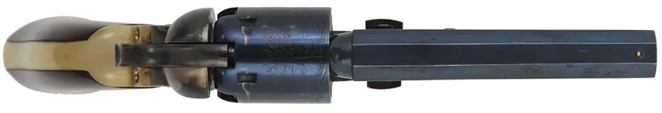 1849 Colt Pocket Model Revolver,
.31 caliber, 4" barrel,
percussion, charcoal blue, walnut,
used by A. Uberti