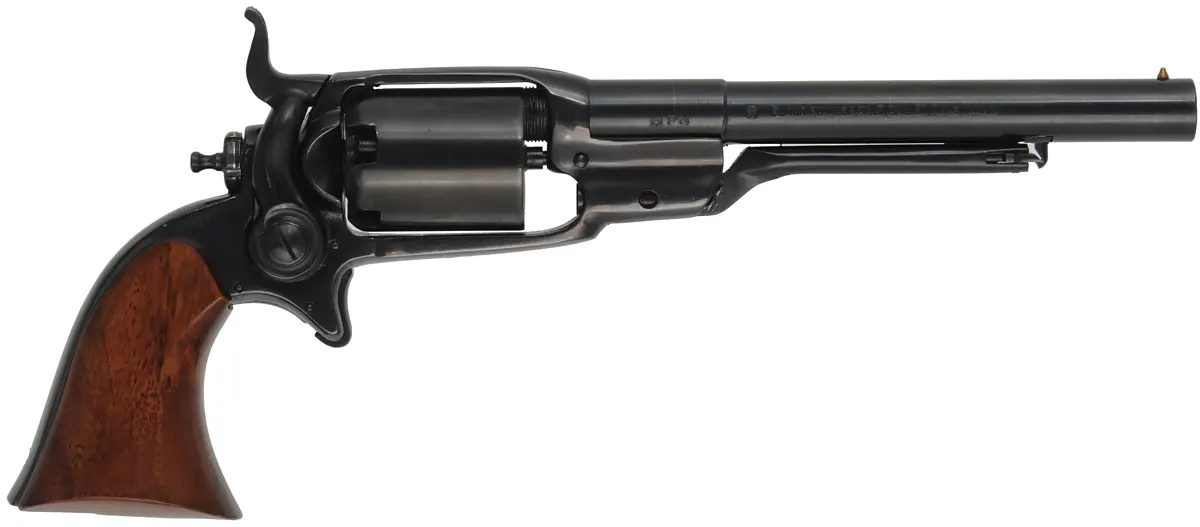 Model 1855 Sidehammer "Root" Pocket Revolver,
.31 caliber, 5-1/2" barrel,
percussion, walnut, blued,
used, by Palmetto, Italy