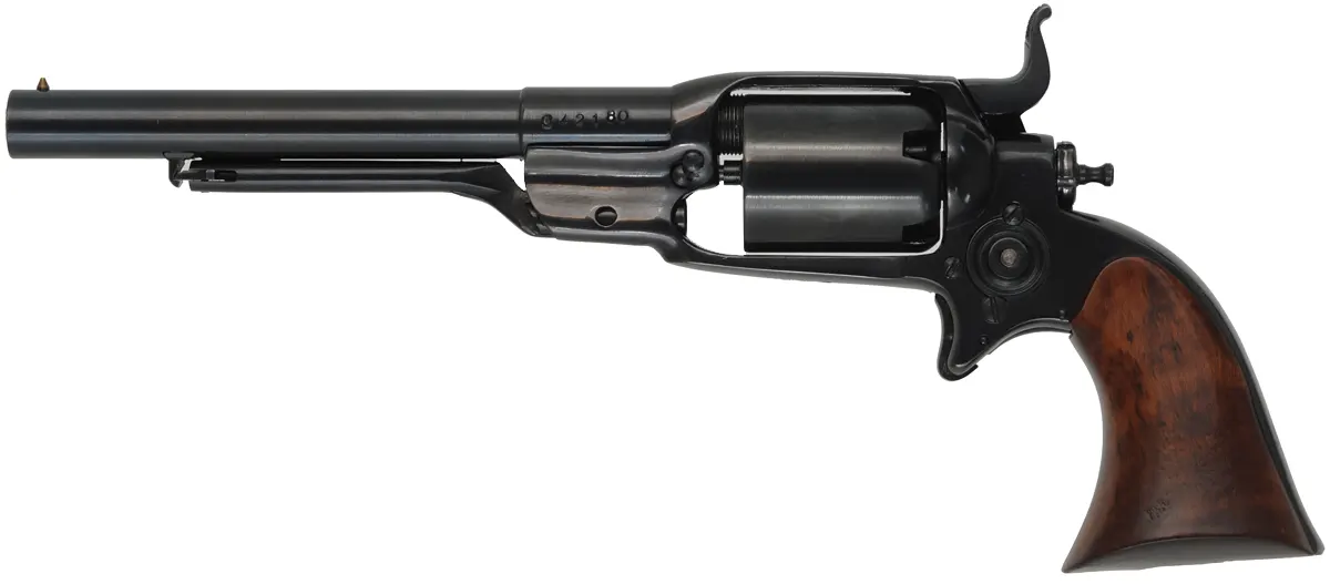 Model 1855 Sidehammer "Root" Pocket Revolver,
.31 caliber, 5-1/2" barrel,
percussion, walnut, blued,
used, by Palmetto, Italy
