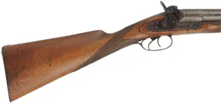 Antique English Double Shotgun,
11 gauge, 34" barrels,
percussion, walnut, iron trim, 
locks marked Edward Middleton