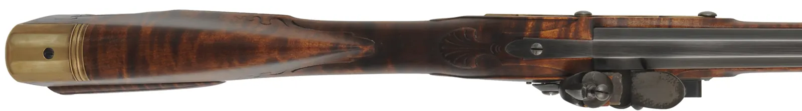 Virginia Valley Longrifle,
.54 caliber,  39-3/4" swamped barrel, 
round faced flintlock, curly maple, brass,
new, unfired 