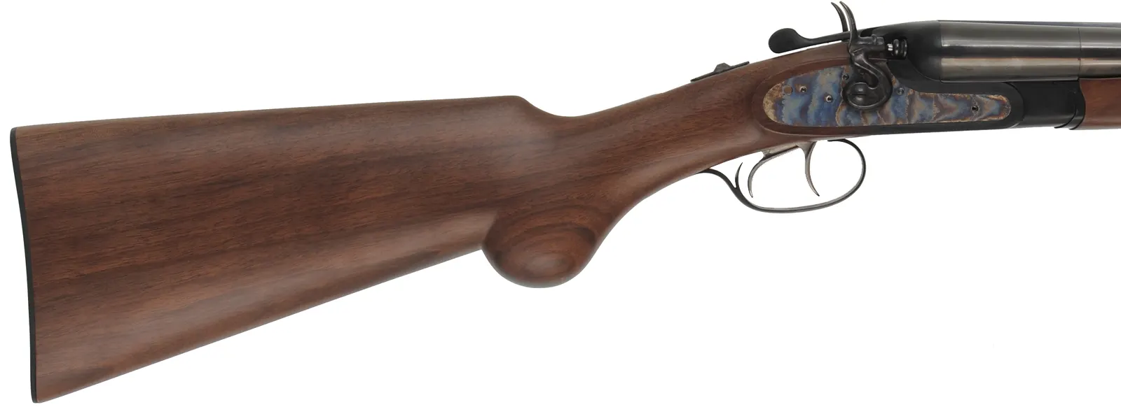 1878 Coach Gun,
12 gauge 3" chambers, 20" barrels,
checkered walnut, iron trim,
as-new, with box, by Pietta