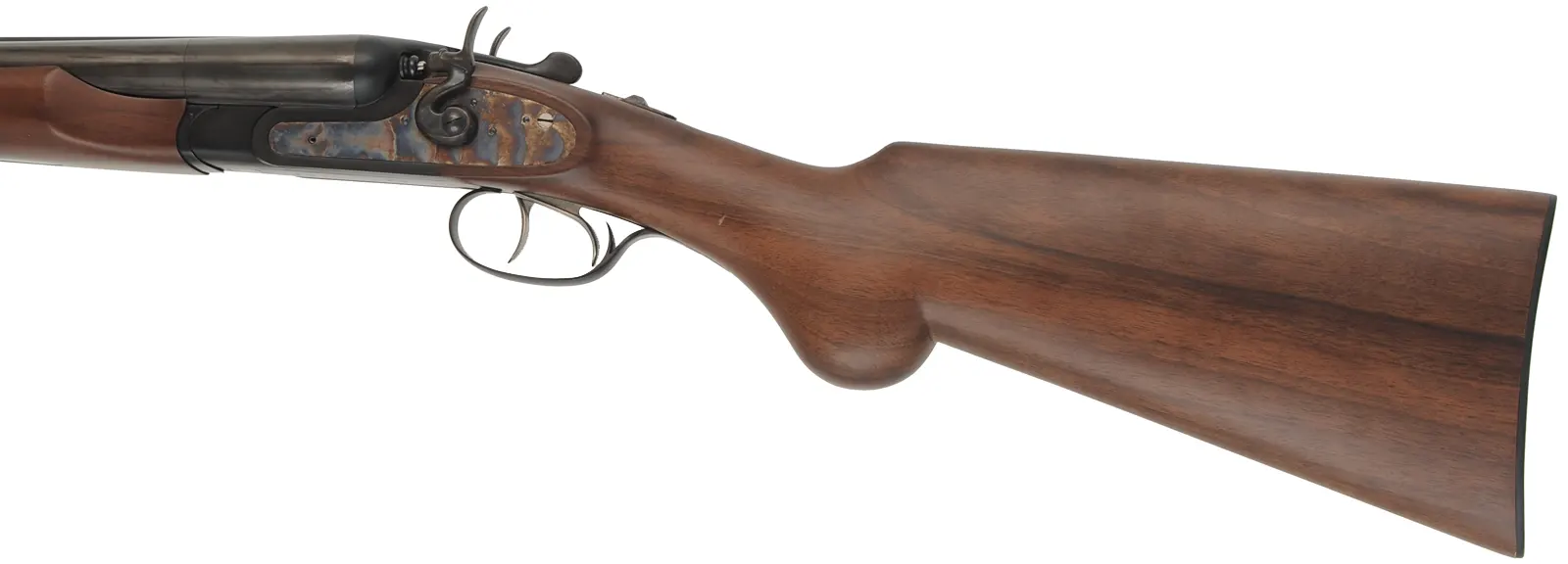 1878 Coach Gun,
12 gauge 3" chambers, 20" barrels,
checkered walnut, iron trim,
as-new, with box, by Pietta