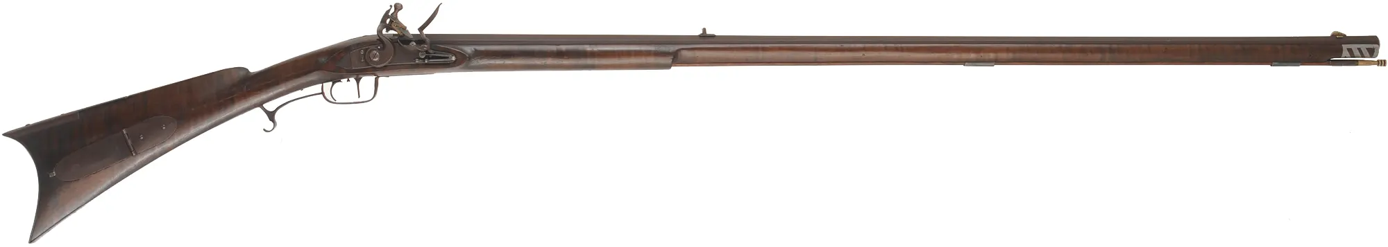 Southern Mountain Rifle, 
.36 caliber, 44" swamped Green Mountain barrel,
Chamber's Ketland flintlock, maple, iron,
used, attributed to J. Schell