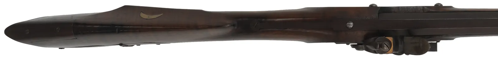Southern Mountain Rifle, 
.36 caliber, 44" swamped Green Mountain barrel,
Chamber's Ketland flintlock, maple, iron,
used, attributed to J. Schell