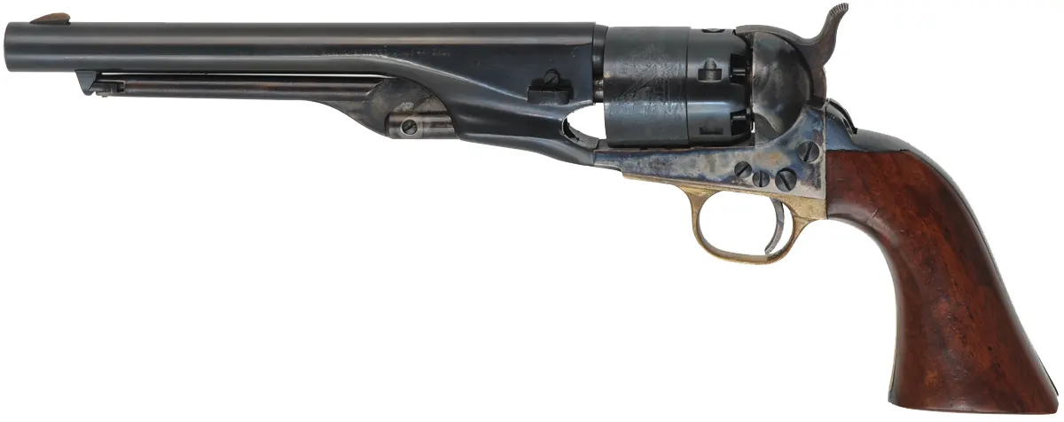 1860 Colt Army Revolver,
.44 caliber, 8" barrel, 
percussion, four screw frame, walnut grips,
used, by Pietta