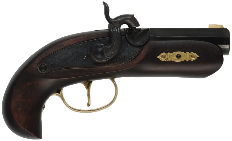 Philadelphia Derringer Pistol,
.45 caliber, 2-1/2" barrel, 
percussion, beech, brass trim,
new in box, by Traditions