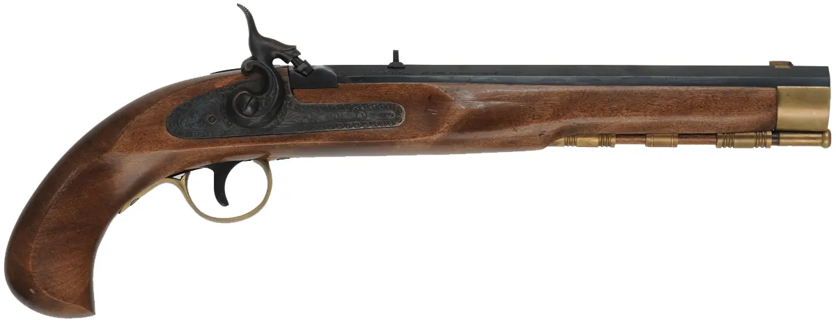 Kentucky Pistol, 
.45 caliber, 10" barrel, 
percussion, beech, brass, 
used, for Ultra-Hi by Miroku, Korea