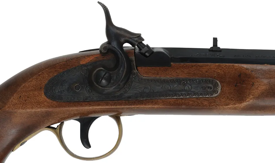 Kentucky Pistol, 
.45 caliber, 10" barrel, 
percussion, beech, brass, 
used, for Ultra-Hi by Miroku, Korea