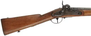 Austrian Model 1842 Rifle,
.71 caliber, 33-1/4" barrel,
percussion conversion, beech, iron, 
missing rear sight and sideplate, antique