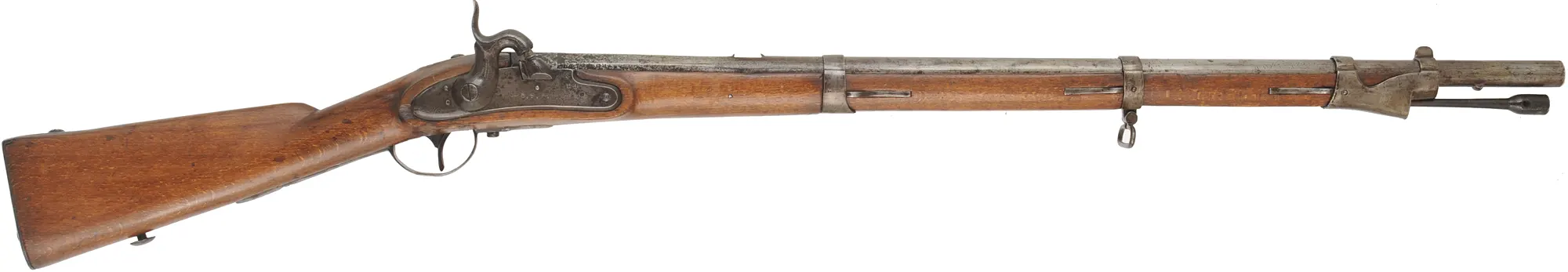 Austrian Model 1842 Rifle,
.71 caliber, 33-1/4" barrel,
percussion conversion, beech, iron, 
missing rear sight and sideplate, antique
