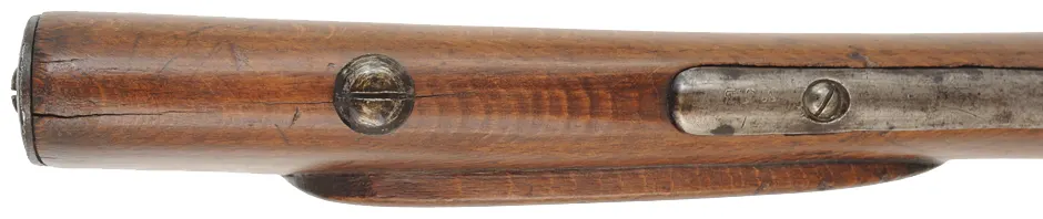 Austrian Model 1842 Rifle,
.71 caliber, 33-1/4" barrel,
percussion conversion, beech, iron, 
missing rear sight and sideplate, antique