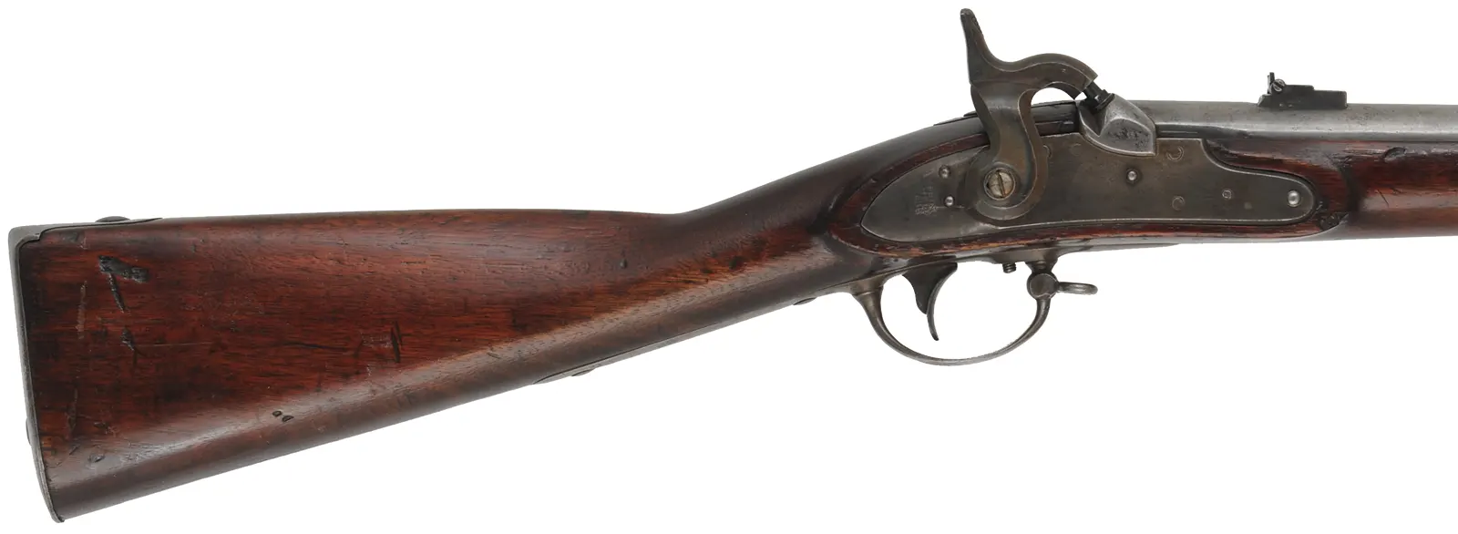 U. S. Model 1816 Musketoon Conversion,
.69 caliber, 29-1/9" barrel with bright bore,
percussion conversion, walnut, iron,
antique, lock dated 1839, by Springfield