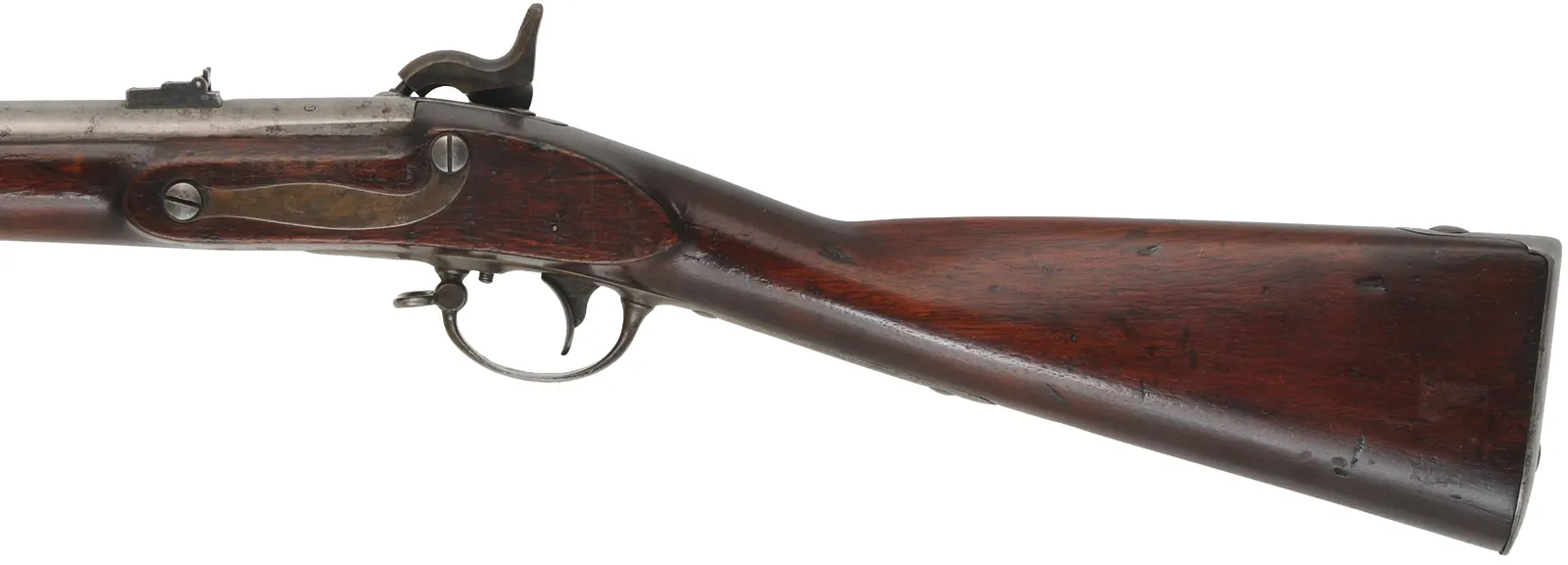 U. S. Model 1816 Musketoon Conversion,
.69 caliber, 29-1/9" barrel with bright bore,
percussion conversion, walnut, iron,
antique, lock dated 1839, by Springfield