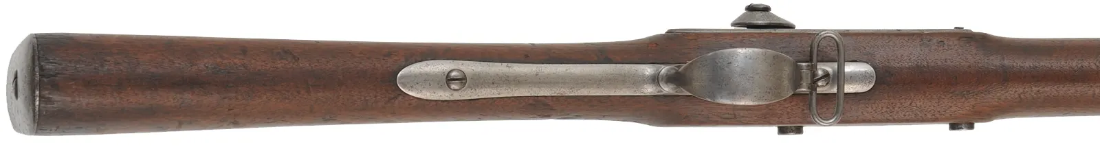 US Model 1842 Musket,
.69 caliber rifled, 40-1/2" cut down barrel, 
percussion, iron, walnut, no rear sight,
antique, dated 1854, by Springfield