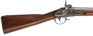 U. S. Model 1816 Musket,
.69 caliber, 42" barrel,
percussion conversion, repaired walnut, nickel plated, 
antique, dated 1826, by Springfield