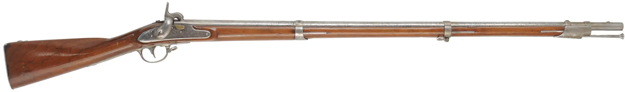 U. S. Model 1816 Musket,
.69 caliber, 42" barrel,
percussion conversion, repaired walnut, nickel plated, 
antique, dated 1826, by Springfield