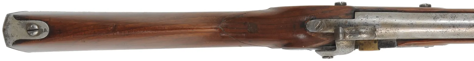 U. S. Model 1816 Musket,
.69 caliber, 42" barrel,
percussion conversion, repaired walnut, nickel plated, 
antique, dated 1826, by Springfield