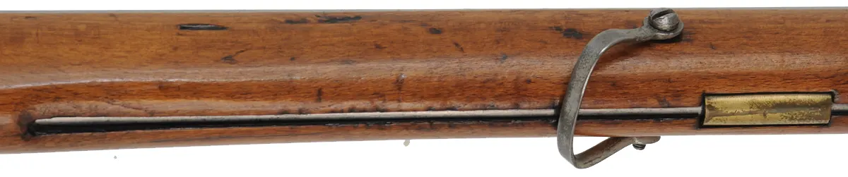Austrian Model 1849 Long Rifle,
.71 caliber, 32-1/2" barrel,
percussion "lump of iron" conversion,
beech, brass, antique