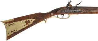 John Armstrong ~ Maryland Longrifle,
.40 caliber, 42" tapered barrel,
L&R Classic flintlock, curly maple, engraved brass, 
new, unfired, by M. Compton