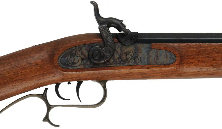 Thompson Center Hawken,
.45 caliber, 28" barrel,
percussion, walnut stock, brass trim, 
used, by Thompson Center Arms