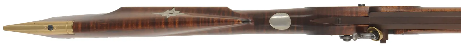 J. Vincent Ohio Rifle, 
.40 caliber, 34" Colerain barrel, 
Goulcher percussion, curly maple, engraved brass,
new, by M. Compton