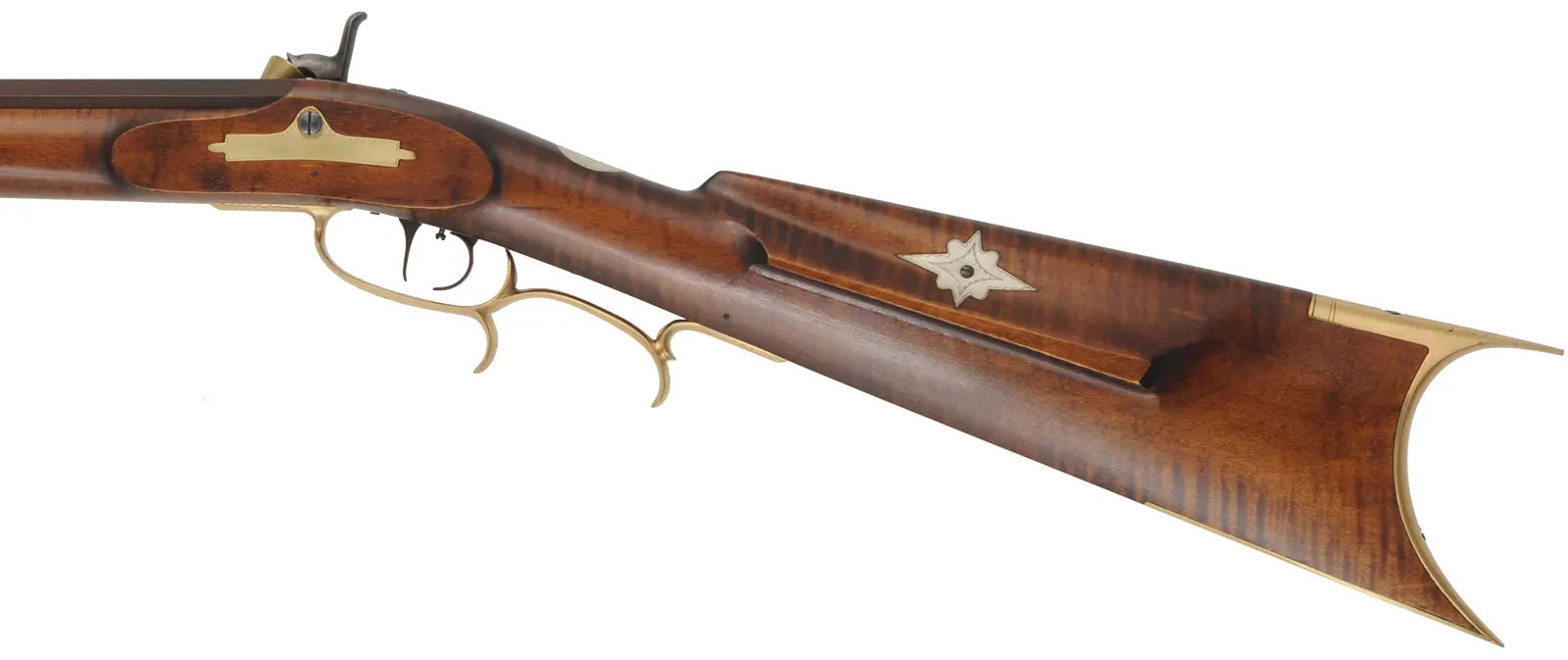 J. Vincent Ohio Rifle, 
.40 caliber, 34" Colerain barrel, 
Goulcher percussion, curly maple, engraved brass,
new, by M. Compton