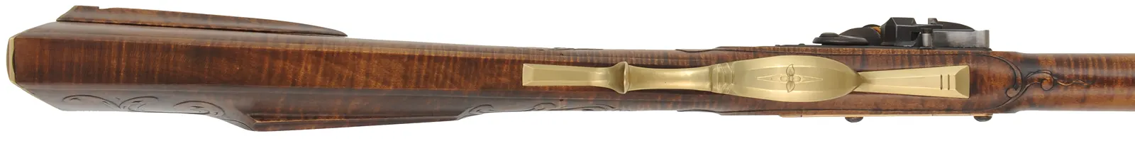 J.P. Beck Longrifle,
.40 caliber, 30-1/2" W.E. Rayl octagon-to-round barrel,
Chambers' small Siler flintlock, curly maple, brass,
new, unfired, by M. Compton