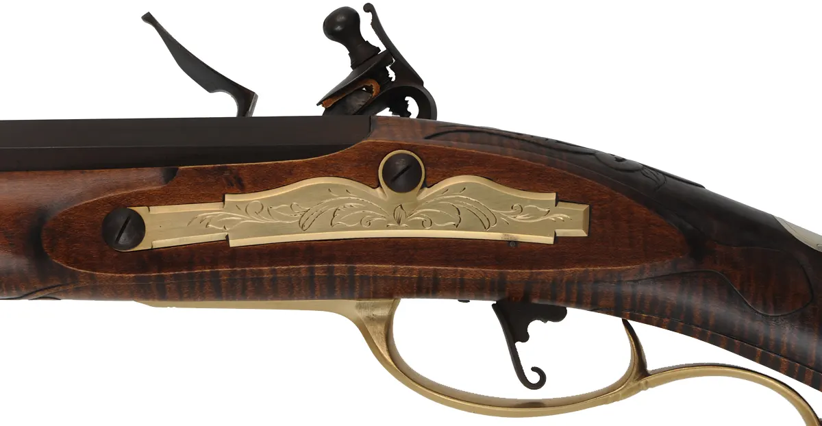 J.P. Beck Flint Fowler,
.54 caliber smoothbore, 38" Rice octagon-to-round barrel,
Chambers' deluxe Siler flintlock, curly maple, engraved brass,
new, unfired, by M. Compton