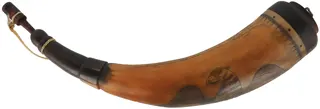 Powder Horn,
13", scrimshaw patriotic verse, 
Federal eagle