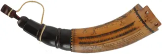 Powder Horn,
11", scrimshaw Fort Stanwix & verse