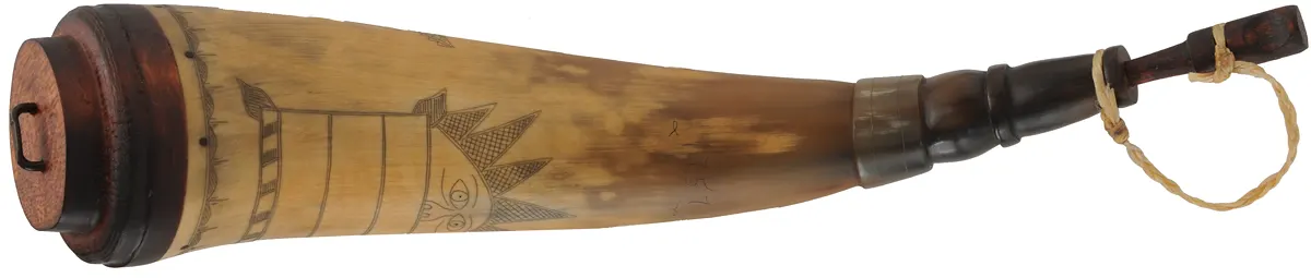 Powder Horn,
12-1/4", scrimshaw eagle