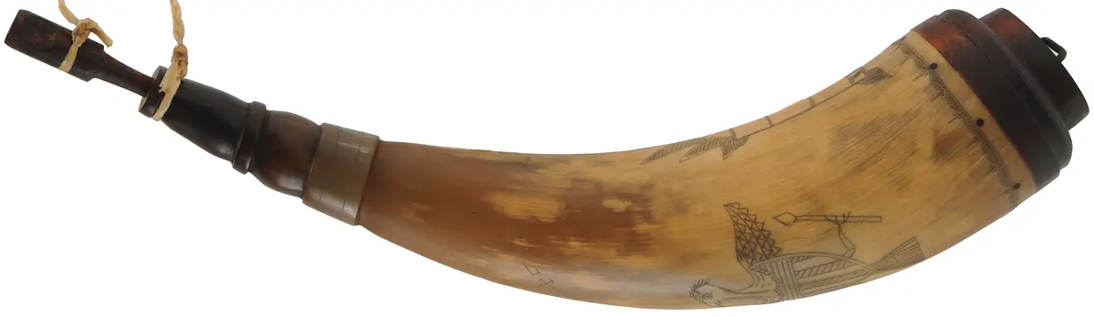 Powder Horn,
12-1/4", scrimshaw eagle