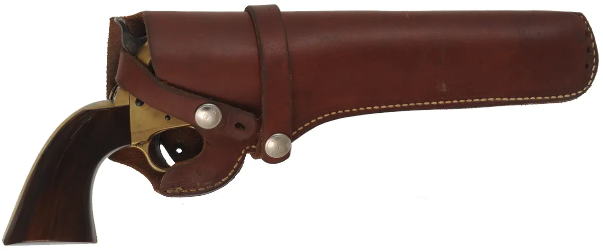 Colt 1851 Navy Revolver,
.44 caliber, 7-1/2" barrel, 
percussion, walnut, brass frame, holster,
used, by Pietta