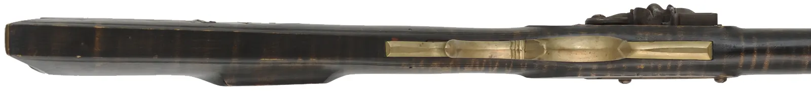 Lancaster Co. Longrifle,
.50 caliber, 38-1/2" barrel,
L&R flintlock, curly maple, brass,
used, by L. Cardroy