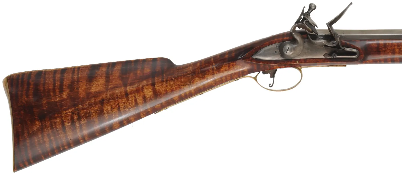 American Fowler,
16 gauge jug choked, 41" octagon-to-round barrel,
curly maple, brass, L&R Queen Anne lock, used