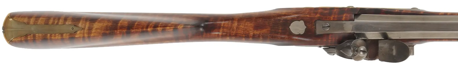 American Fowler,
16 gauge jug choked, 41" octagon-to-round barrel,
curly maple, brass, L&R Queen Anne lock, used