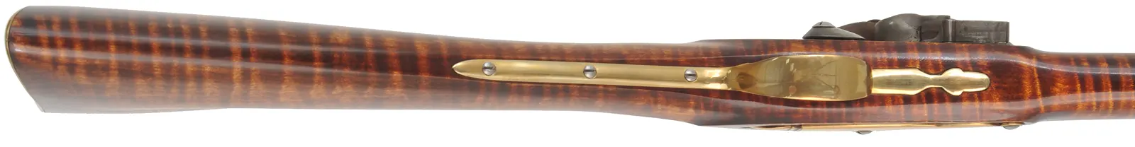 American Fowler,
16 gauge jug choked, 41" octagon-to-round barrel,
curly maple, brass, L&R Queen Anne lock, used