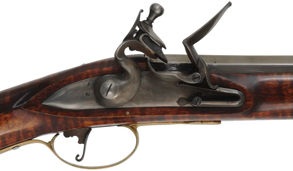 American Fowler,
16 gauge jug choked, 41" octagon-to-round barrel,
curly maple, brass, L&R Queen Anne lock, used