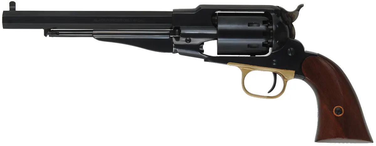 1858 Remington Revolver, 
.44 caliber, 8" barrel,
percussion, blued, walnut,
new, with factory carton, by Pietta