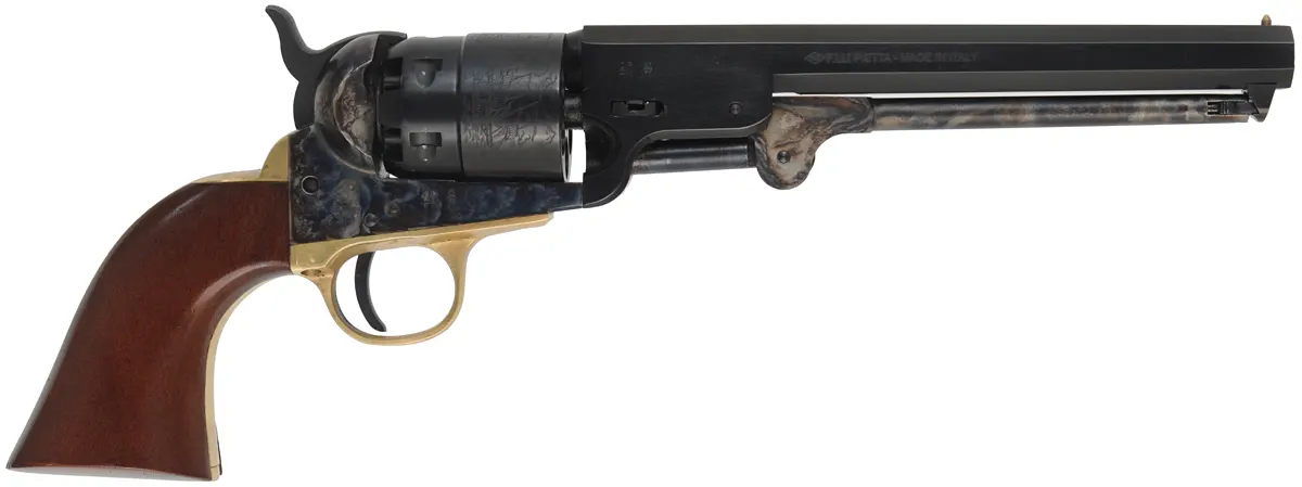 1851 Navy Percussion Revolver,
.44 caliber, 7-1/2" barrel, 
percussion, walnut, steel frame, 
as-new, with factory box, by Pietta
